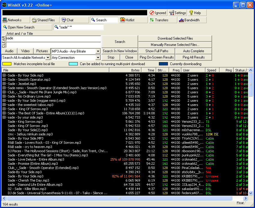 Winmx software screenshot